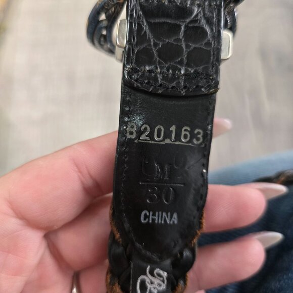 Vintage Brighton Braided Leather Belt With Ornate Metal Buckle Size 30 M Black - Picture 4 of 8